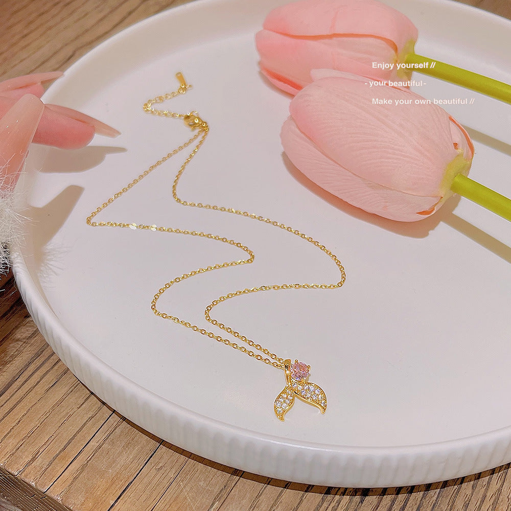 Sweet Heart Shape Butterfly Bow Knot Titanium Steel Inlay Artificial Pearls Rhinestones Pendant Necklace